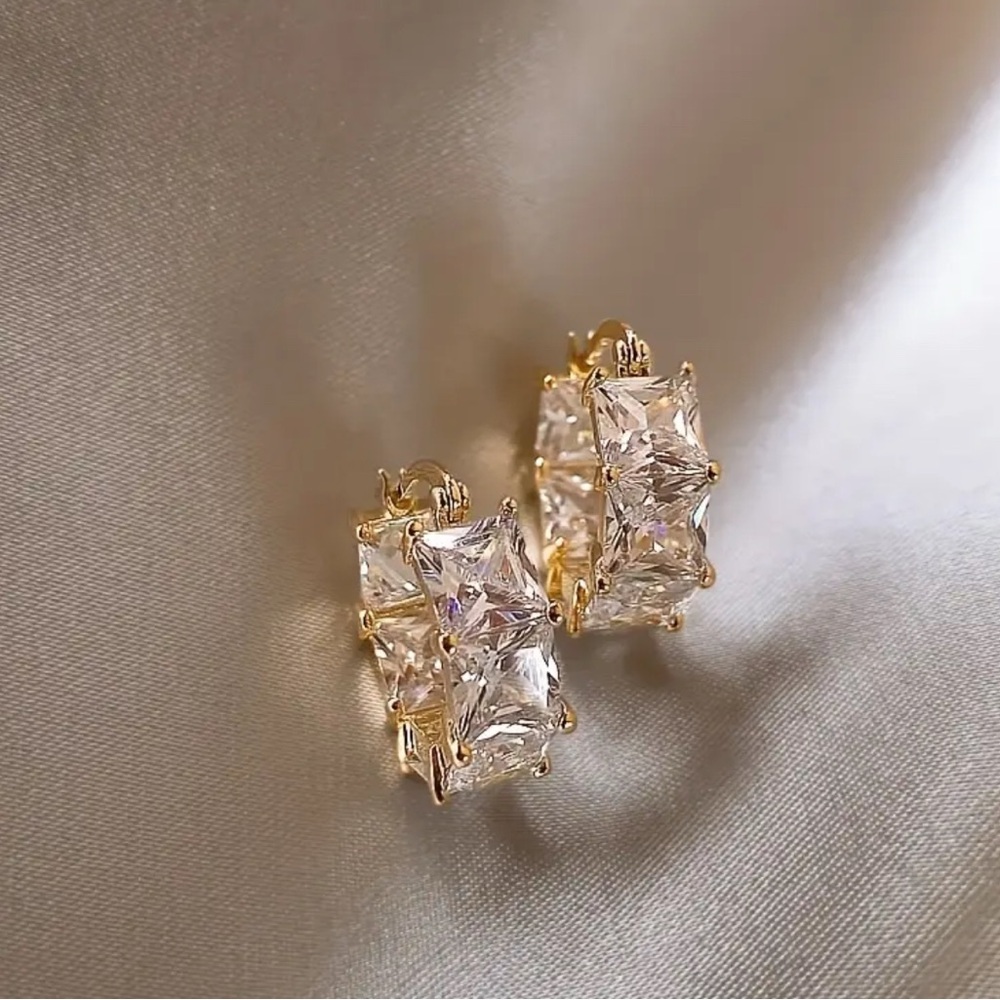 Elegant Gold and Silver Crystal Earrings